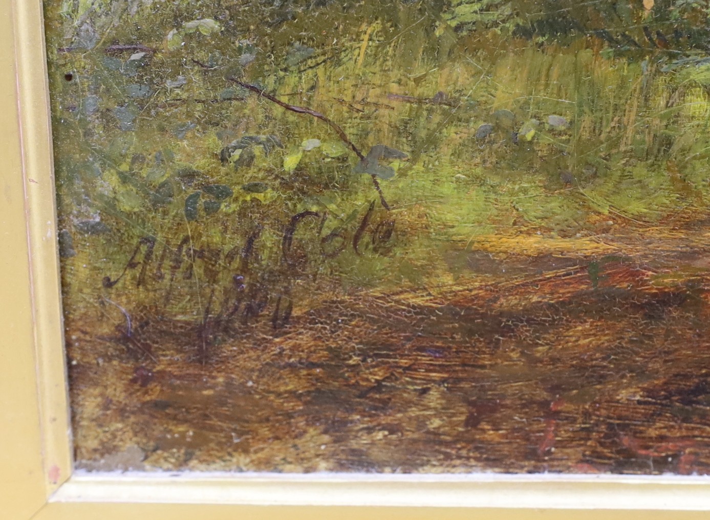Alfred Benjamin Cole (fl.1867-1883), oil on canvas, 'In The Burnham Beeches', signed and dated 1880, artist label verso,. 60 x 90cm